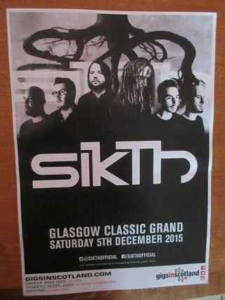 Sikth - Glasgow 5th December.  2015 Concert/gig Poster.