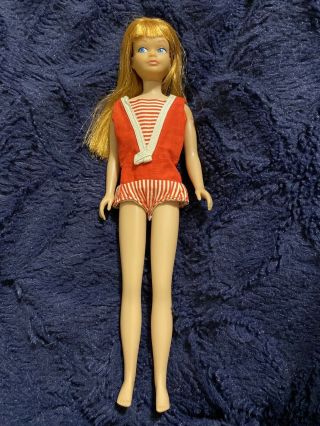 Vintage 1964 1st Issue Mattel Straight Leg Red Head Skipper Doll 950 Swimsuit
