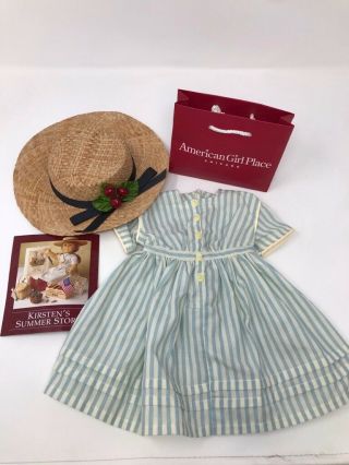 Pleasant Company American Girl Kirsten Summer Dress & Straw Hat Retired Set
