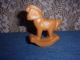 Vintage Chocolate Slag Glass Rocking Horse Figurine