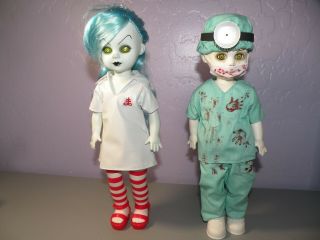 Living Dead Dolls Dr.  Dedwin And Nurse Necro Mezco 10 Inch Loose No Box