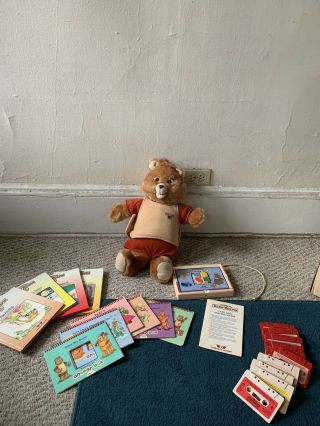 Vintage Teddy Ruxpin 1985 With Books And Tapes And Answer Box.  As - Is