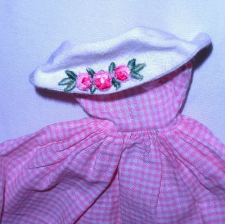 Vintage 1965 Barbie Midge Dancing Doll Pink Check Gingham Dress 1626