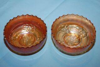 Set Of 2 Vintage Dugan Carnival Glass Marigold Apple Blossom Bowls