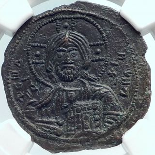 Jesus Christ Class A3 Anonymous Ancient 1020ad Byzantine Follis Coin Ngc I81874