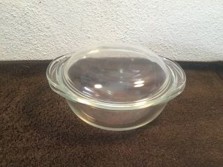 Vintage Pyrex 1qt Round Covered Casserole Dish With Lid Originals Clear 022
