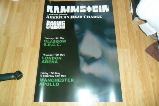 Rammstein Uk Tour Orig Promo Poster 2002 Industrial Heavy Metal Rock Ex