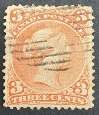 Canada Scott 25 3 Cent Red " Large Queen " Vf St17
