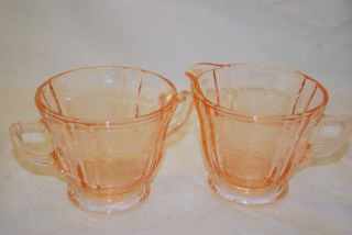 Pink Indiana Madrid Recollections Glass Sugar Bowl And Creamer Set