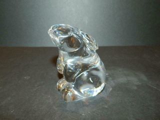 Baccarat Clear Glass Bunny Rabbit Figurine Hand Cooler Marked Vintage