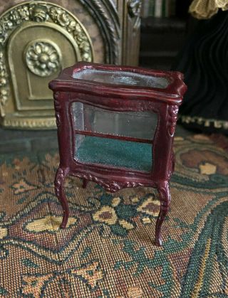 Vintage Miniature Dollhouse Handsome Early Bespaq Showcase Table Glass & Wood