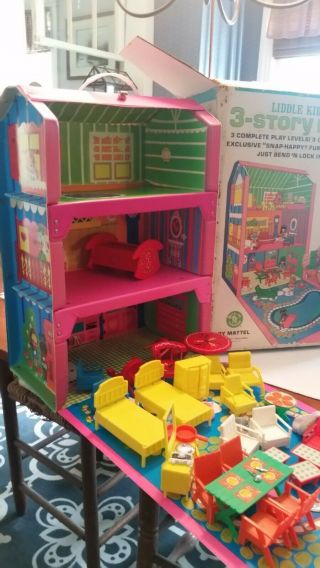 Mattel 1968 Liddle Kiddles 3 Story House With Furniture.