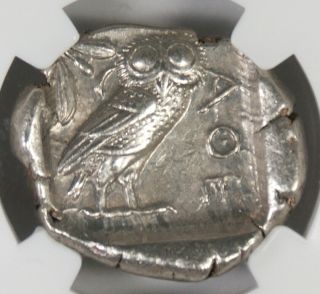 Ancient Attica Athens 440 - 404 BC Athena Owl Tetradrachm Silver Coin NGC CH XF 3