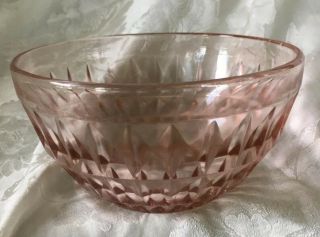 Jeannette Pink Windsor Diamond 5 3/8” Deep Cereal Bowl,  Vintage Depression Glass