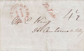 Canada 1842 Stampless Letter Quebec To St Antoine De Lilly.  Too Late Postmark