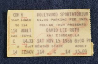 David Lee Roth Concert Ticket Stub - 1986 - Eat Em And Smile Tour - The Forum - Ca
