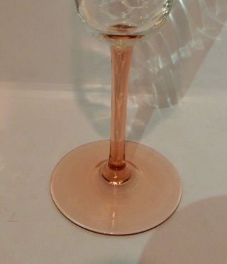 Depression Glass Set of 2 Swirl Pattern Water Goblet Clear Bowl,  Brown Rose Stem 3