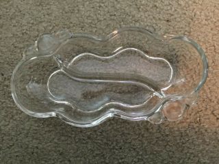 Vintage Two Section Divided Relish/nut/candy Dish,  Clear Crystal,