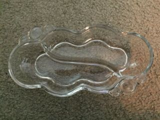 Vintage Two Section Divided Relish/Nut/Candy Dish,  Clear Crystal, 3