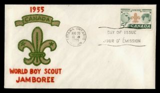 Dr Who 1955 Canada World Boy Scout Jamboree Fdc Felt Cachet C197449