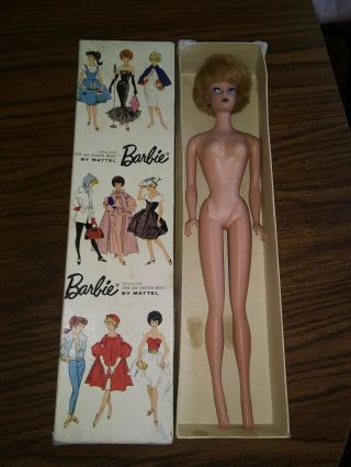 1960s Vintage Bubble Cut Barbie Ash Blonde With Box.  Box Is Taped.