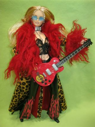 B2509 Barbie 2003 First Hard Rock Cafe Limited Edition Doll In Outfit & Guitar
