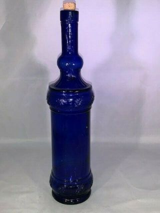 Cobalt Blue Glass Bottle With Cork Stopper