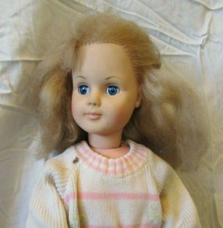 Vintage Plastic Doll 32 " Tall/ Blonde Hair Blue Open/close Eyes Eegee Co