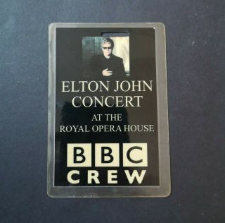 Elton John At The Royal Opera House Laminated Bbc Crew Pass 2002