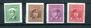 Canada Kgvi 1942 - 48 War Effort Coil Set Of 4 (imperf X P9.  5) Sg397/8a Mh