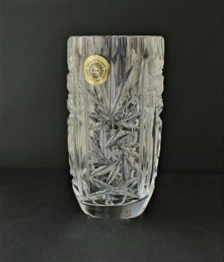 Vintage Hand Cut Lead Crystal High Ball Glass Tumbler Made In Poland