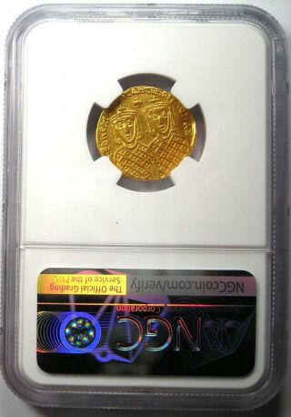 Ancient Leo IV and Constantine VI AV Solidus Gold Coin 776 - 780 AD.  NGC Choice AU 3