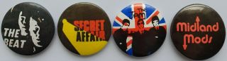 The Beat Secret Affair Midland Mods The Jam Vintage Button Badges Punk Ska Mod