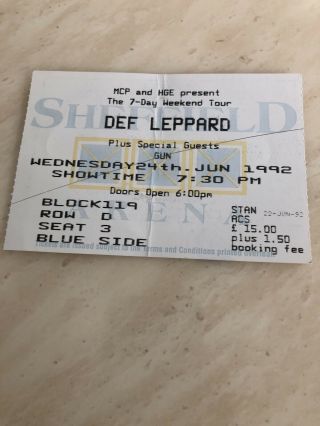 Def Leppard Concert Ticket 7 Day Weekend Tour