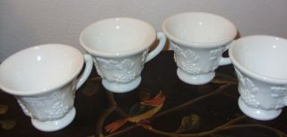 Vintage Indiana Glass Colony White Milk Glass Harvest Snack Punch Cups Set Of 4