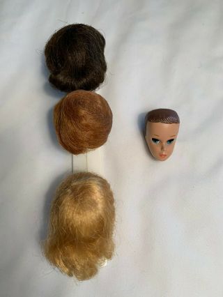 Vintage Miss Barbie Head W/ " Sleep " Eyes (1060) And Three Wigs - 1963
