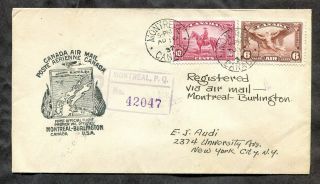 P934 - Canada 1937 First Flight Cover.  Montreal To Burlington Usa.  Rcmp Stamp