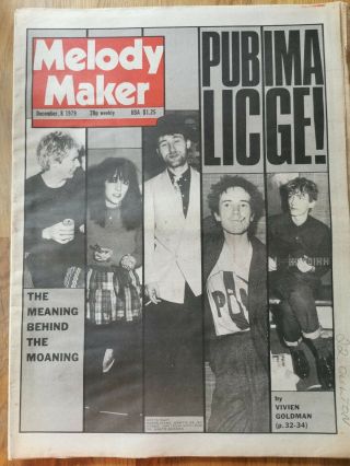 Melody Maker Newspaper December 8th 1979 John Lydon Sex Pistols Cover