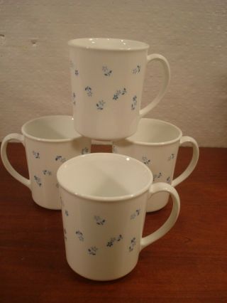 4 Corelle Corning Ware Provincial Blue Coffee Tea Cuips Mugs.