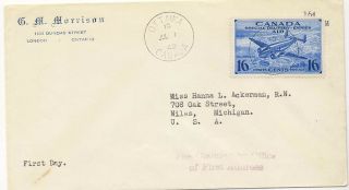 Canada 1942 First Day Cover 16c Special Delivery Airmail Ce1 Ottawa To Usa X