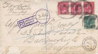 Canada 1914 Registered Cover Winnipeg To Belfast Uk 7c Rate
