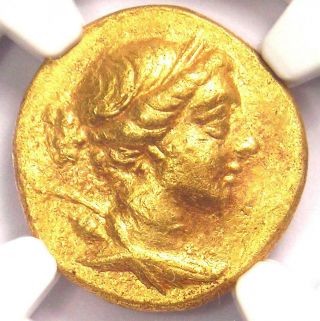 Ionia Magnesia Gold Av Stater Artemis Nike Coin 150 Bc - Certified Ngc Choice Au