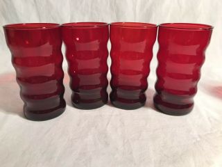 4 Vintage Anchor Hocking Ruby Red Glasses