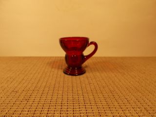 Martinsville Depression Glass Moondrops Ruby Handled Whiskey Glass 2 3/4 " T