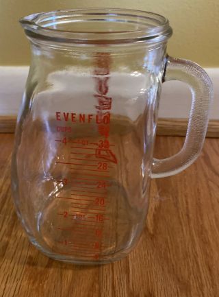 Vintage Glass Evenflo 1 Quart 4 Cup 32oz Baby Formula Milk Measuring Pitcher