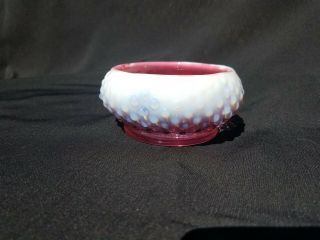 Fenton Art Glass Hobnail Cranberry Opalescent Puff Box Or Powder Jar Bottom
