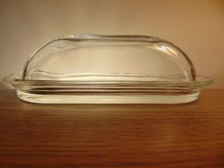 Vintage Anchor Hocking Clear Glass Butter Dish With Dome Lid 7.  5 “ Long 4 “ Wide