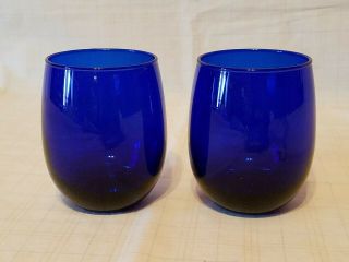 Cobalt Blue Glass Juice Water Tumbles Glasses - Set Of (2) - Final Listing