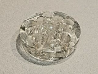 Vintage Clear Glass Eleven (11) Hole Round Flower Frog