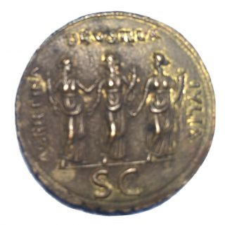 Grand Tour Roman Sestertius = 1700 - 1800s - Caligula Mother / 3 Sisters